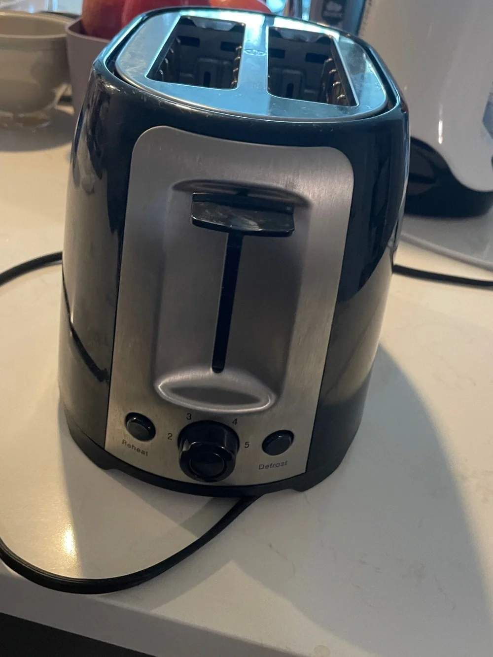 Black and Stainless Steel 2-Slice Toaster - Portable Kitchen Toaster